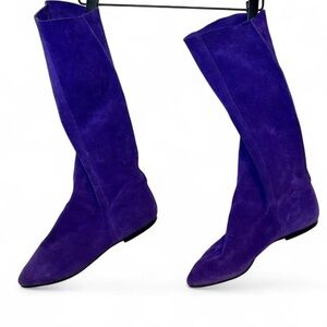 Endicot Johnson vintage vibrant purple suede pull-on knee-high boots